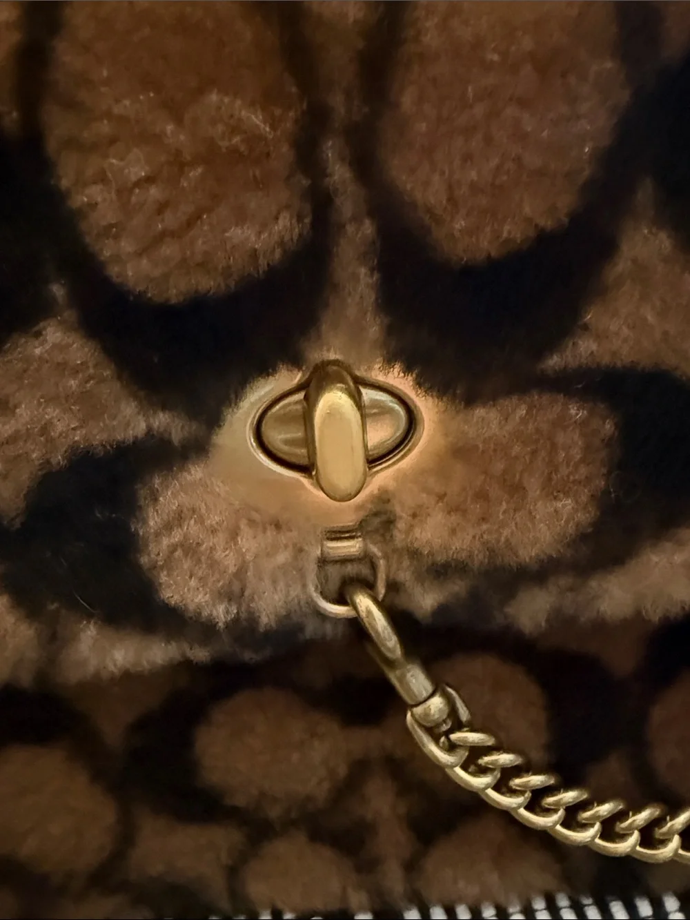 Coach J Lo Faux Fur Turnlock Shoulder Bag